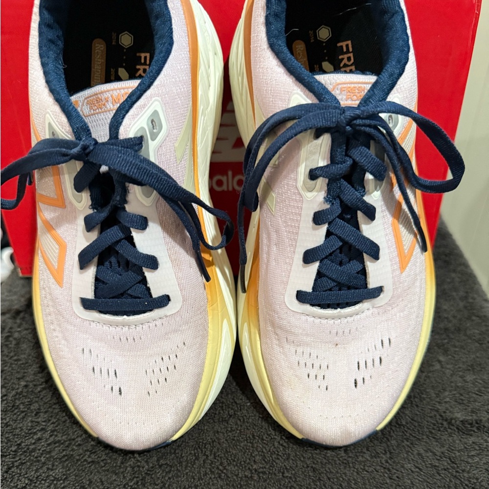 New Balance Pink and Orange Sneakers with Navy Accents